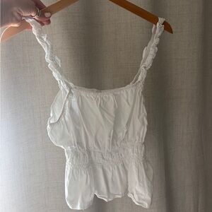 White Ruffled Women's Tank